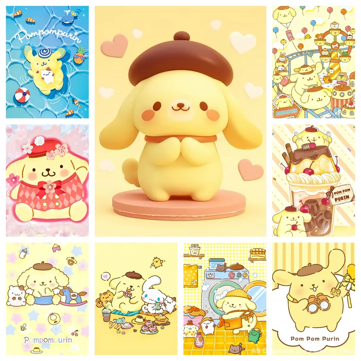 Photo Mosaic Print - Pintura em Diamante Pompompurin Sanrio, Mosaico